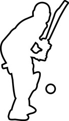 Player playing cricket action pose icon black line championship vector collection isolated on transparent background. Related to the game of cricket with various element bowler fielder