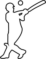 Player playing cricket action pose icon black line championship vector collection isolated on transparent background. Related to the game of cricket with various element bowler fielder