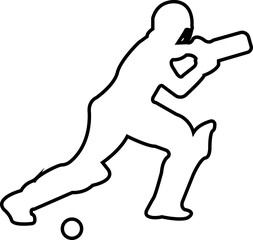 Player playing cricket action pose icon black line championship vector collection isolated on transparent background. Related to the game of cricket with various element bowler fielder