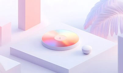 Pastel CD player minimal studio scene