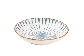 empty ceramic plate isolated on white background.top view.