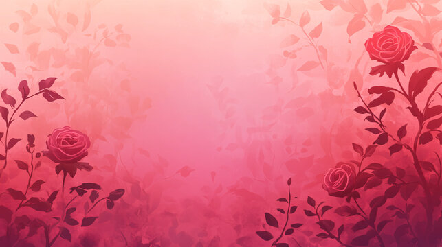 A charming pink rose bouquet with soft pink petals, placed against a gentle pink gradient background. This elegant and romantic design evokes feelings of love and tenderness, making it ideal for femin