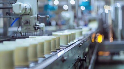 Automated Dairy Product Production Line in Modern Factory