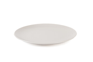 empty gray ceramic plate isolated on white background.