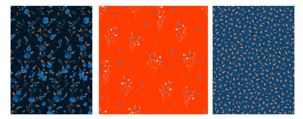 Seamless spring vector pattern with floral motif for dress fabric
