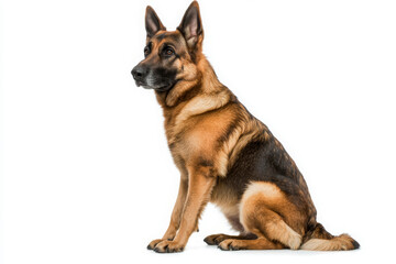 German Shepherd Sitting on White Background -PNG Isolated on white background