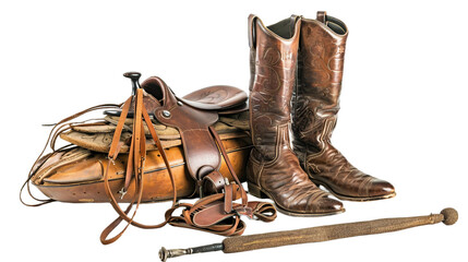 Riding Boots and Crop on transparent background.PNG