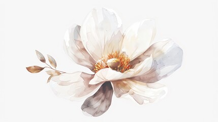 Obraz premium Elegant Watercolor White Flower Floral Illustration Isolated on White Background