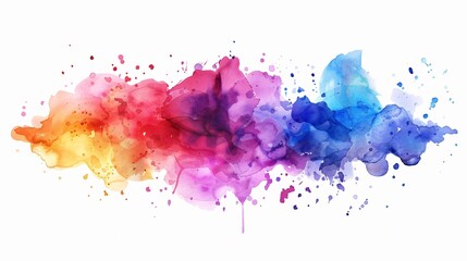 Fototapeta premium Vibrant Watercolor Splash Stains Abstract Background Illustration