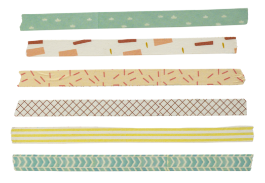Set of printed washi tapes isolated on white background