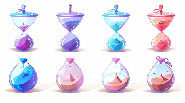 Interactive cartoon hourglass sand timer with loading key animation - Powered by Adobe
