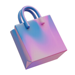 Colorful 3D Shopping Bag Floating on White Background