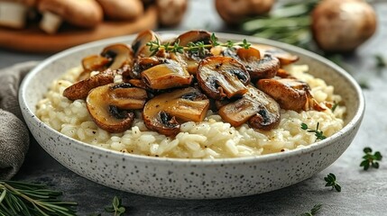 Delicious Creamy Mushroom Risotto Recipe, Gourmet Food Photography