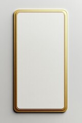  Blank gold-bordered rectangular label with rounded corners, lying flat on a clean white background, offering a simple and elegant customizable design.