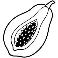 Stylized Papaya Line Drawing