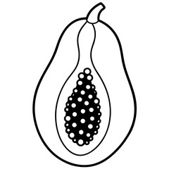 Stylized Papaya Line Drawing