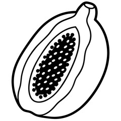 Stylized Papaya Line Drawing