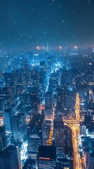 Naklejka premium City Lights Sparkle Like Stars Across Horizon