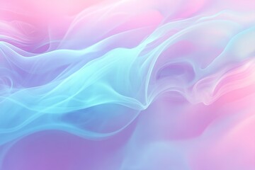 Soft smoke swirls create a serene atmosphere in pastel hues of pink, blue, and purple, flowing over a smooth gradient surface, ideal for text overlay and artistic applications