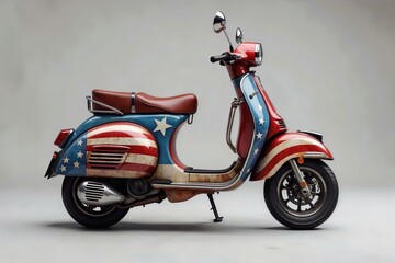 Fototapeta premium Ai scooter con la bandiera americana 04