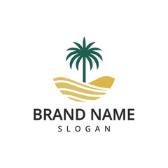 Obraz premium Palm tree logo vector icon illustration