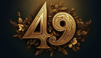 Number 49 gold. Generated image