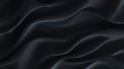Fototapeta premium Smooth black fabric texture with flowing waves, creating elegant and sophisticated background. Ideal for design projects and artistic presentations