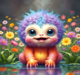 Obraz premium Illustration of fluffy and cute small monster.