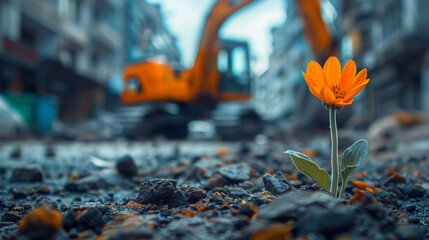 Obraz premium orange_flower_on_burnt_ground