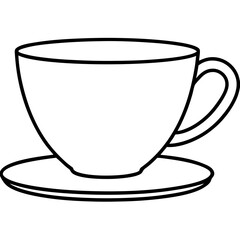 Tea Cup Outline Vector Graphic