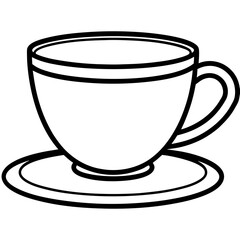 Tea Cup Outline Vector Graphic