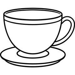 Tea Cup Outline Vector Graphic