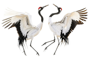 Fototapeta premium Elegant Cranes in Motion on transparent background.PNG