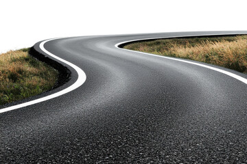 Aerial view of scenic roads surrounded by greenery, isolated on transparent background