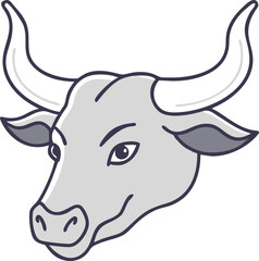 Minimalist White Cow Vector Illustration with Yellow Horns