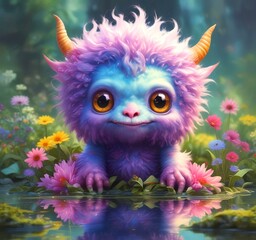 Illustration of fluffy and cute small monster.