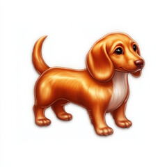 Adorable red dachshund puppy, standing,  shiny coat
