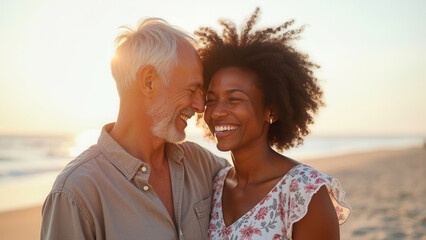Beautiful older couple at the beach