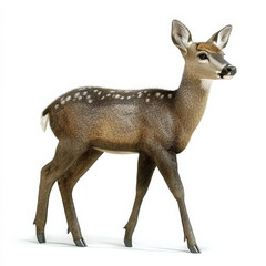 Obraz premium Young spotted deer, walking, isolated