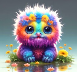 Obraz premium Illustration of fluffy and cute small monster.
