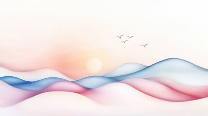 retirement card, serene landscape, soft pastel colors, warm wishes text