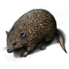 Obraz premium Brown rodent, thick fur, long tail, isolated on white