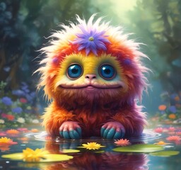 Obraz premium Illustration of fluffy and cute small monster.