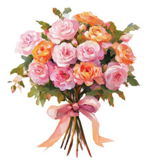 Fototapeta premium PNG Rose flower bouquet flowers roses illustration.