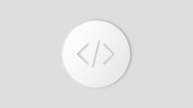 Light and dark neumorphism aesthetic, clean code icon. 4k animation, blur and shadows graphics, simple animations.