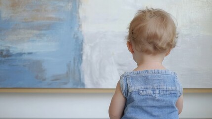 Fototapeta premium Child gazing intently at vibrant pictures, capturing the imagination and sparking curiosity in the young mind. The essence of childhood wonder and exploration.