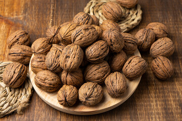 walnuts on wooden background