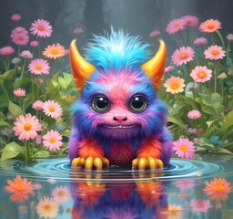 Naklejka premium Illustration of fluffy and cute small monster.