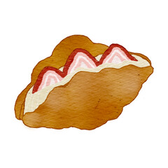 Fototapeta premium Isolate croissant and strawberry stickers, planner stickers elements.