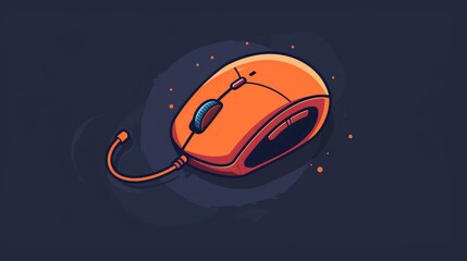 Vibrant Cartoon-Style Illustration of a Wired Gaming Mouse